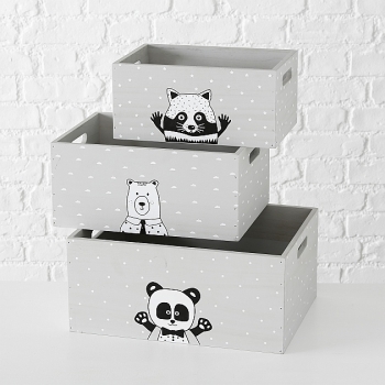 Holzbox mit Tieren 3er Set