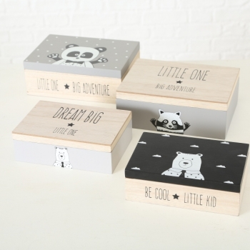Holzbox mit Tieren 2er Set