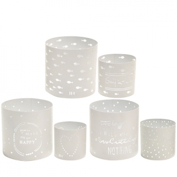 Windlicht weiss div. Motive 2er Set
