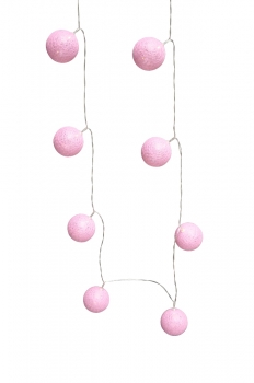 Lichterkette mit 10 LED-Kugeln rosa