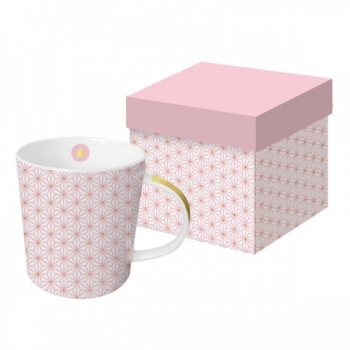 Tasse aus Porzellan rosa-weiss-gold