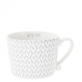 Tasse mit Herzmuster (grau) “with Love”