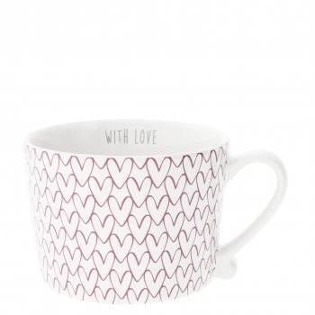 Tasse mit Herzmuster (rot) “with Love”