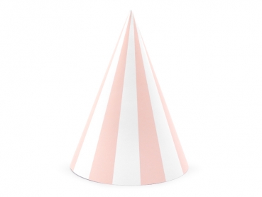 Partyhut gestreift rosa/weiss 6er Set
