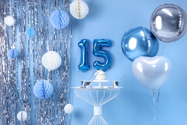 Preview: Folienballon blau mit Zahlen 1-6