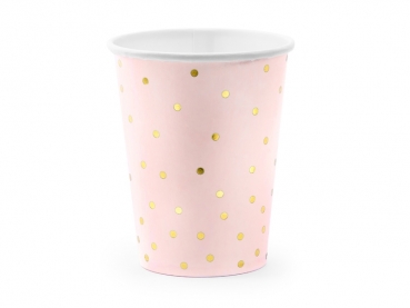 Pappbecher rosa mit gold dots 6er Set
