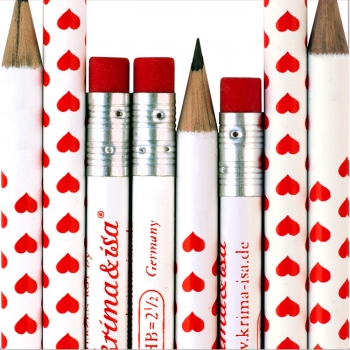 Bleistift mit Herzen rot