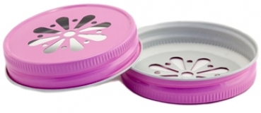 Preview: Deckel mit Blume für Mason Jars - Rosarot