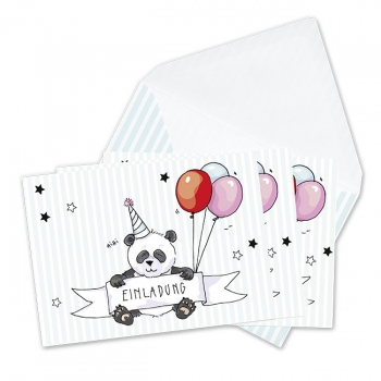 Einladungskarten Pandas 6er Set