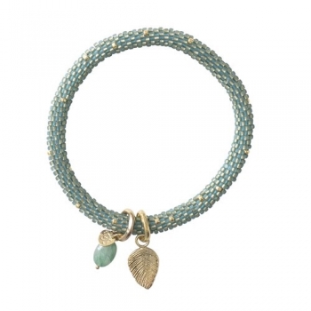 Armband Feder & Aventurine Gold