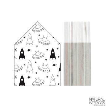 Holzschild mit Ufos schwarz/weiss M