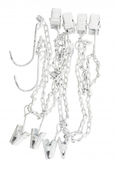 Kette mit 8 Clips weiss