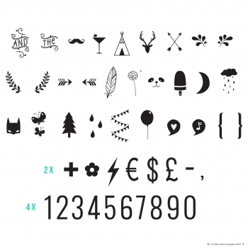 Lightbox Set Symbole & Zahlen