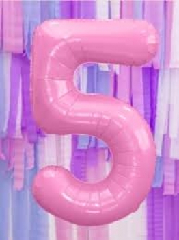 Preview: Folienballon hellrosa mit Zahlen 0-5