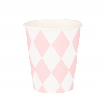 Pappbecher m. Diamanten rosa 8er Set