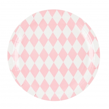 Pappteller m. Diamanten rosa 8er Set