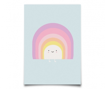 Postkarte Regenbogen rosa