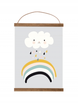 Poster Regenbogen & Wolke grau