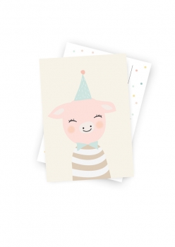 Postkarte Fräulein Schwein