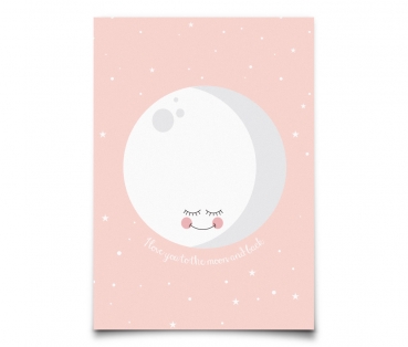 Postkarte Love you to the moon rosa
