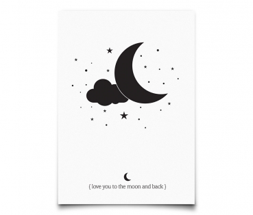 Postkarte Love you to the moon & back