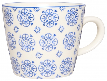 Tasse aus Porzellan blau/weiss
