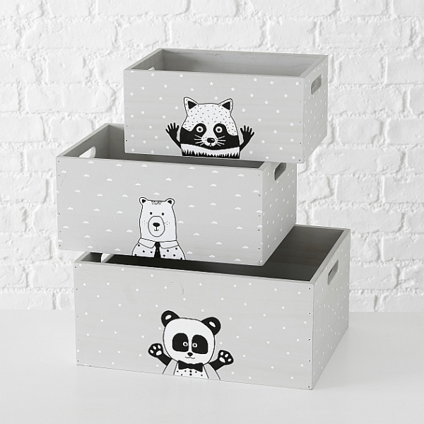 Holzbox mit Tieren 3er Set