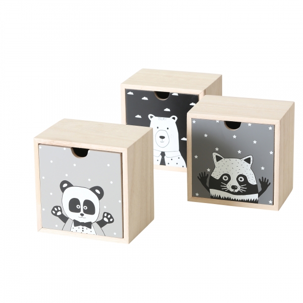 Holzbox mit Tieren & Schublade
