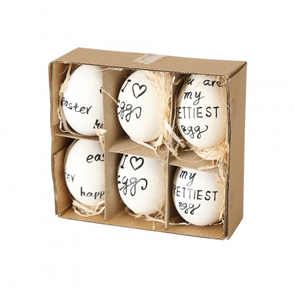 Ostereier mit Sprüchen 6er Set
