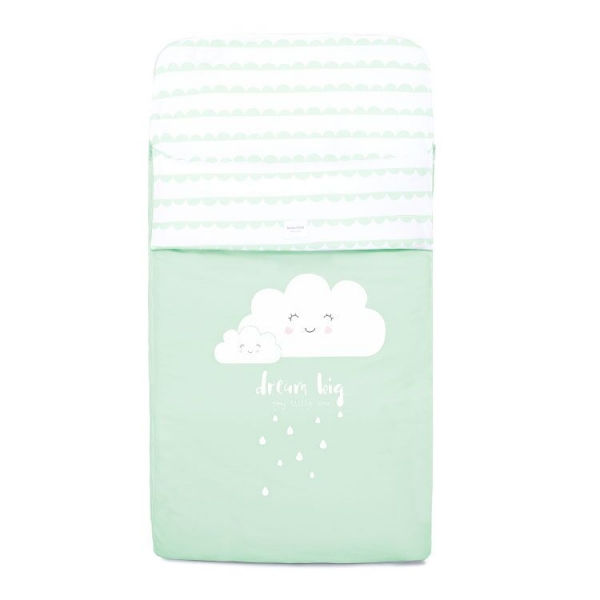Baby-Bettlaken mit integrierter Decke Wolke mint 70x140cm