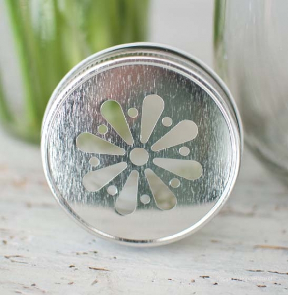 Deckel mit Blume für Mason Jars