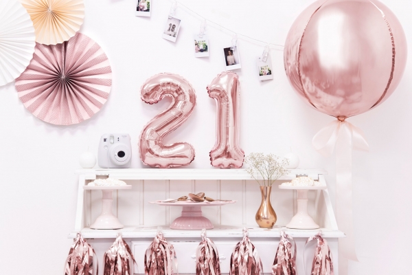 Folienballon rose gold mit Zahlen 0-6