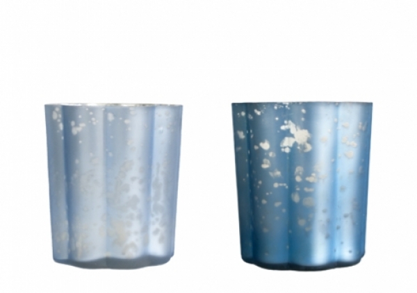 Teelichthalter dekoriert, blau