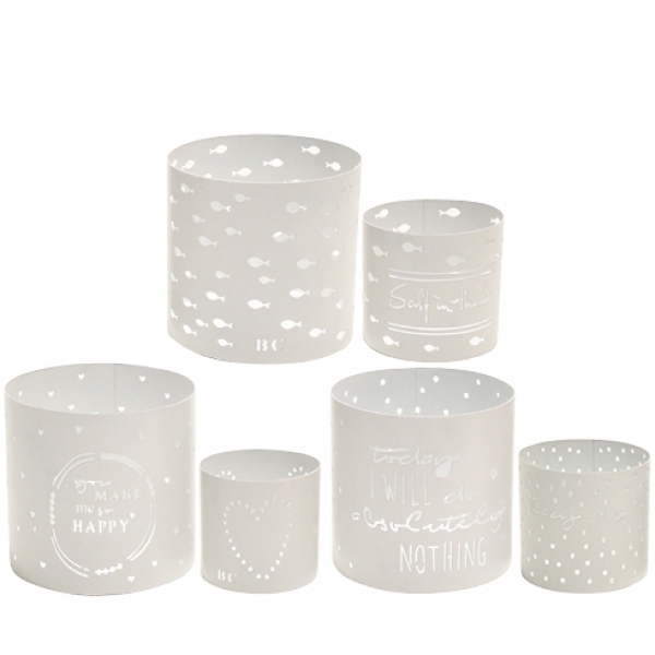 Windlicht weiss div. Motive 2er Set