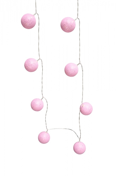 Lichterkette mit 10 LED-Kugeln rosa