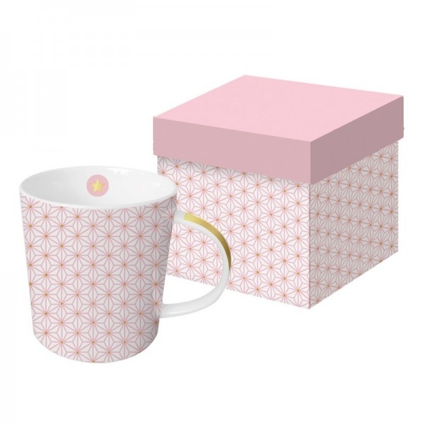 Tasse aus Porzellan rosa-weiss-gold