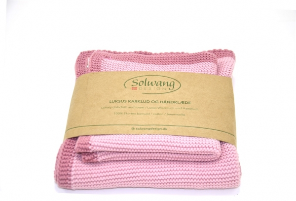 Wischtuch + Handtuch Set rosa