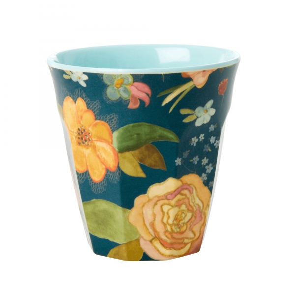 Rice Becher petrol mit Blumen