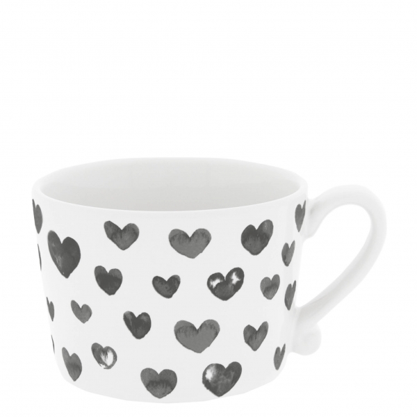 Bastion Collections Weisse Tasse mit schwarzen Herzen und Henkel