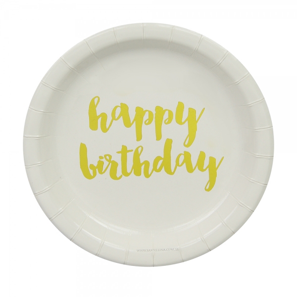 Pappteller Happy Birthday Gold 12er Set