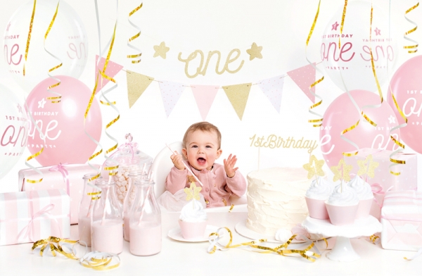 Party Box 1. Geburtstag rosa-gold