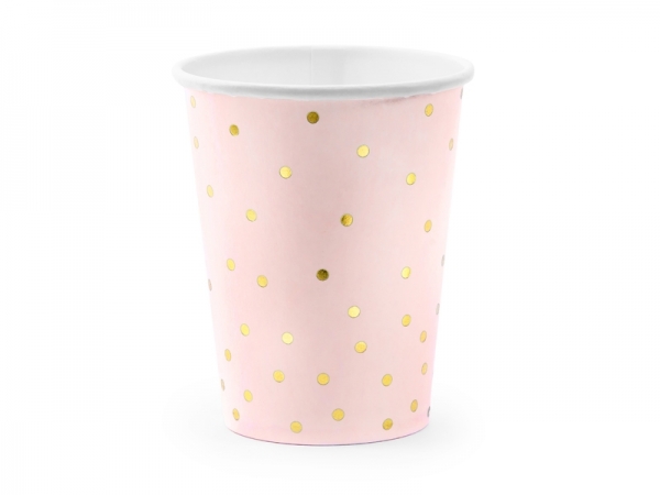 Pappbecher rosa mit gold dots 6er Set