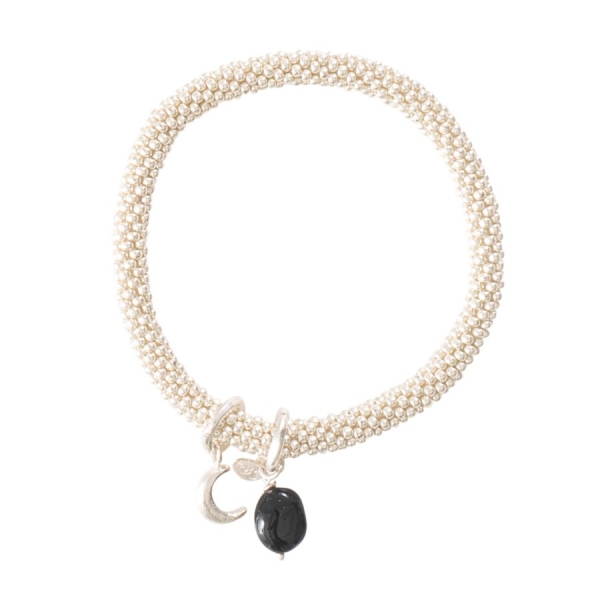 Armband Mond & schwarzer Onyx silber