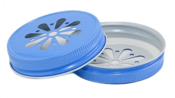 Deckel mit Blume für Mason Jars - Hellblau