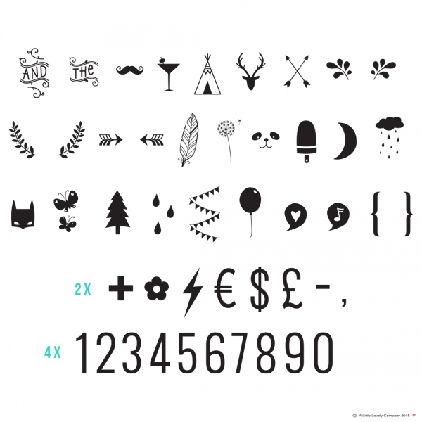 Lightbox Set Symbole & Zahlen