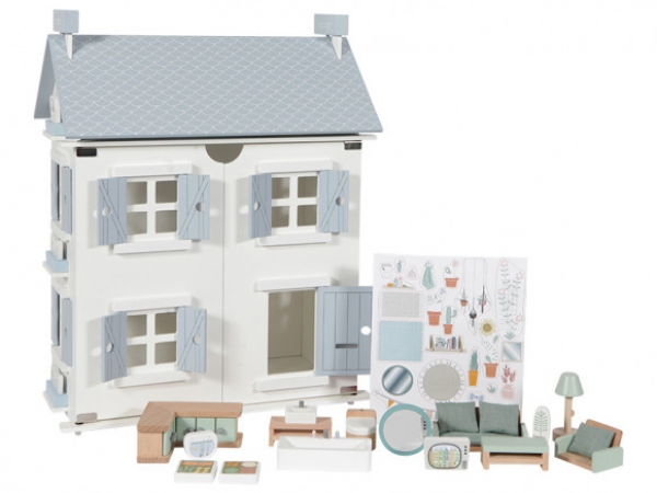 Puppenhaus aus Holz mit Möbel Set