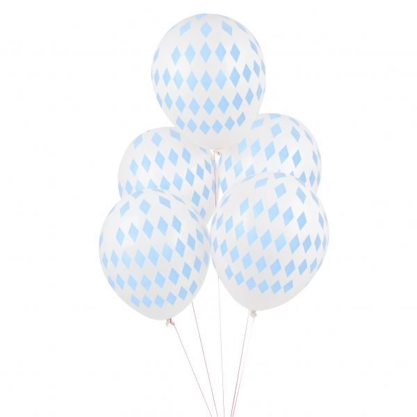 Luftballons mit Diamanten hellblau 5er Set