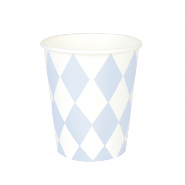 Pappbecher m. Diamanten hellblau 8er Set