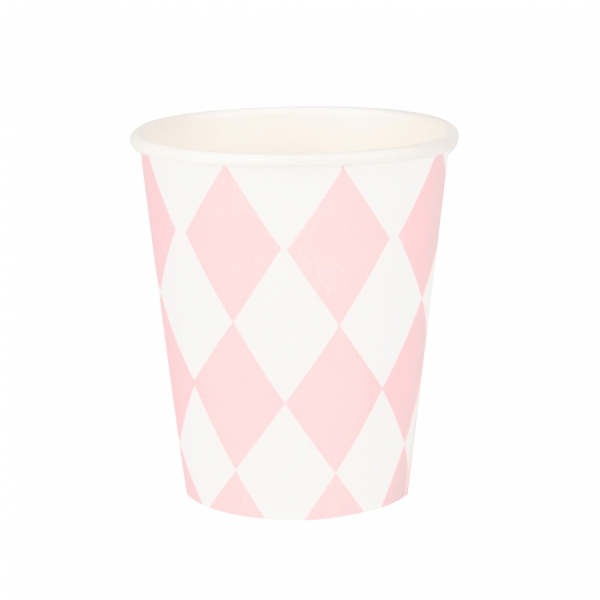 Pappbecher m. Diamanten rosa 8er Set