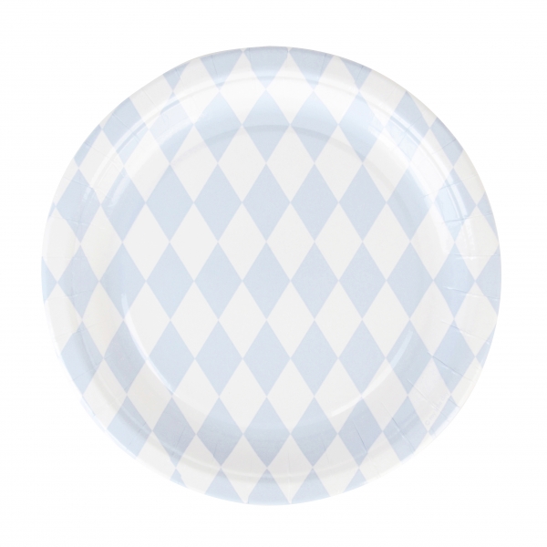 Pappteller m. Diamanten hellblau 8er Set